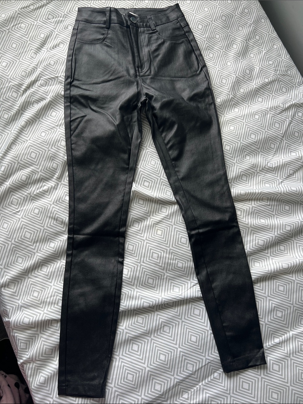 Black Faux Leather High-Waist Women’s Pants SZ XS